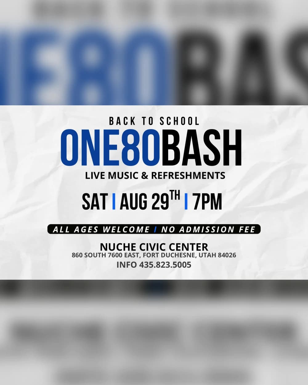 ONE80 Back to School Bash event poster
