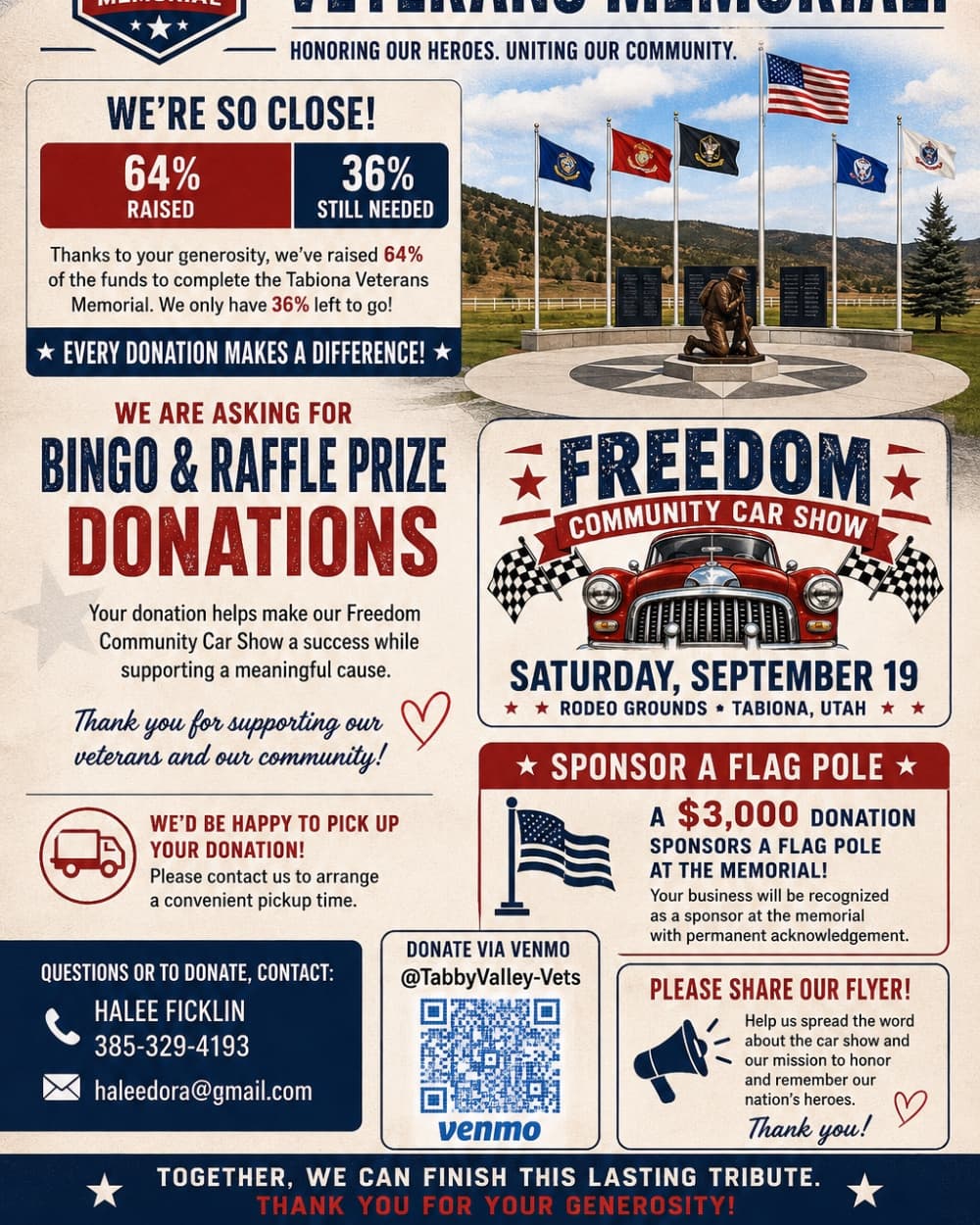 Tabiona Veterans Memorial Car Show event poster