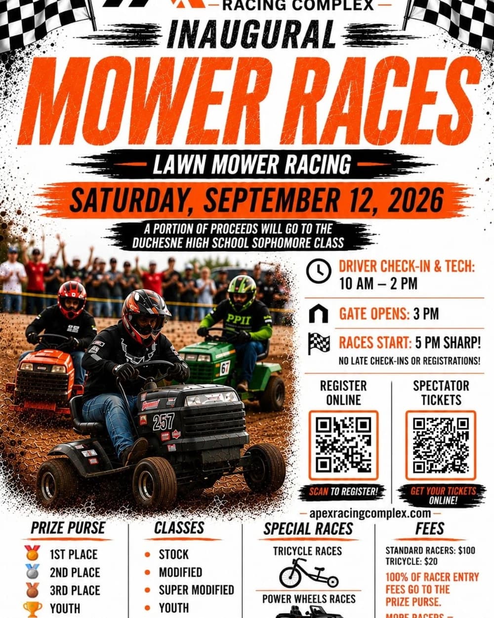 Apex Racing Complex Lawn Mower Racing event poster