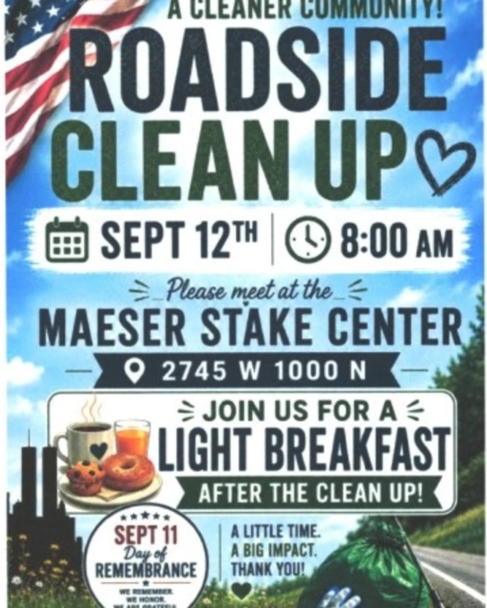 Roadside Clean Up - Maeser Stake Center event poster