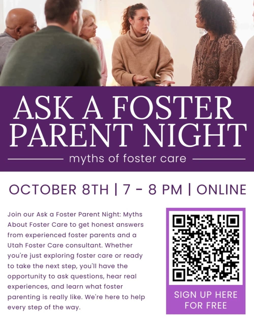 Ask A Foster Parent Night event poster