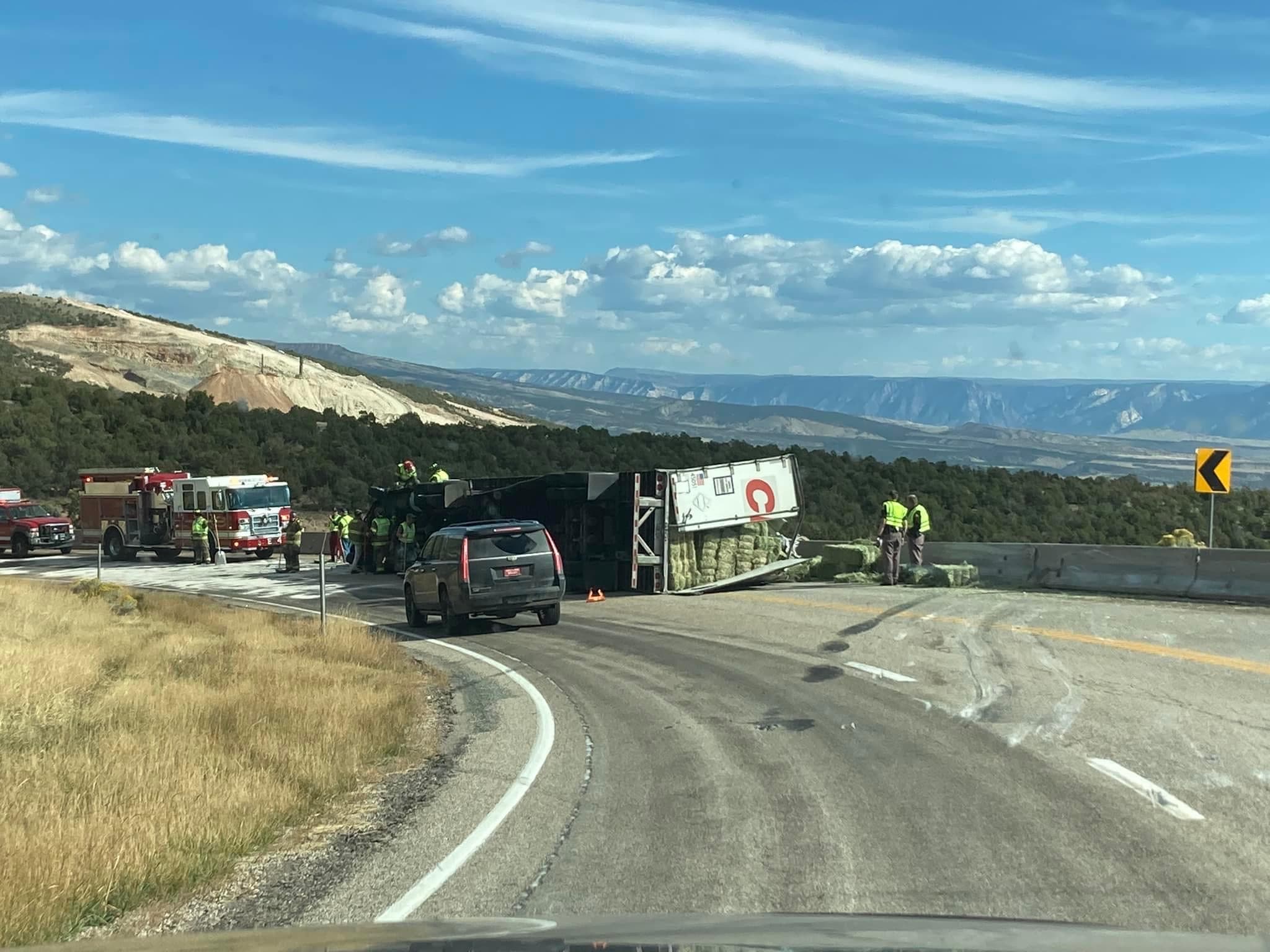 Semi Carrying Hay Overturns On SR-191 North Of Vernal