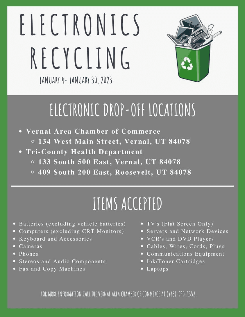 Electronic Recycling Will Have Drop Offs In Vernal And Roosevelt