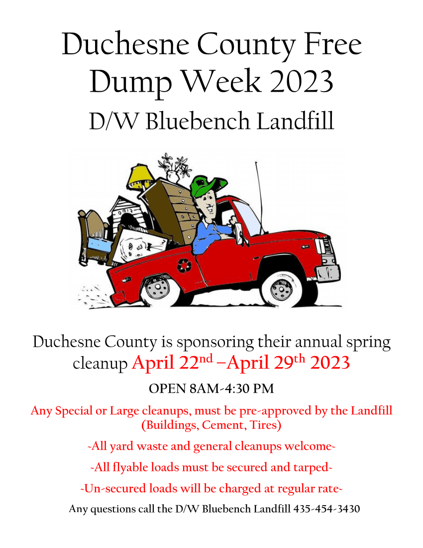 Free Dump Week Dates Announced For Duchesne County And Uintah County