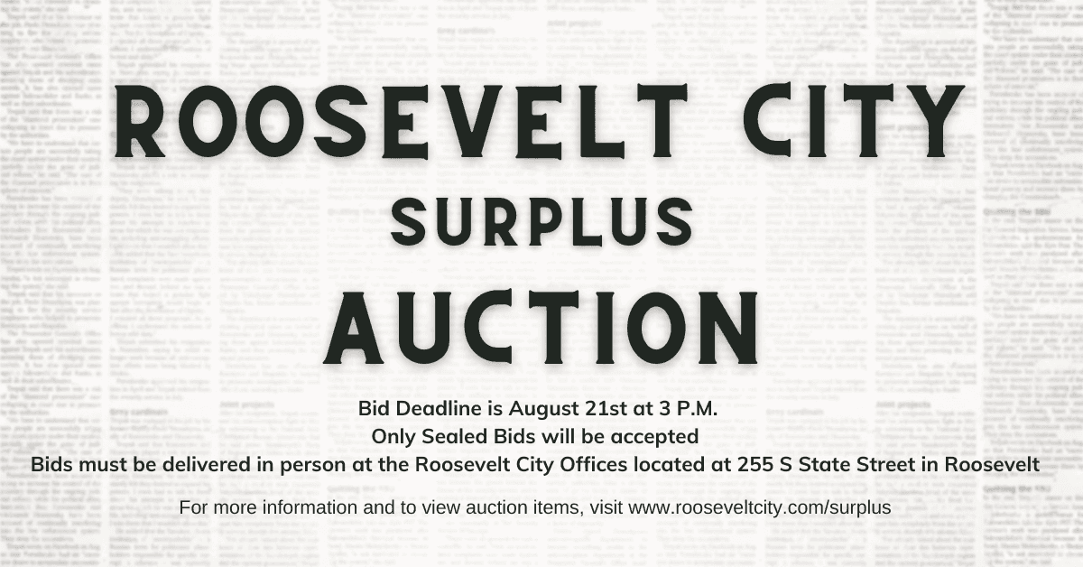 Roosevelt City Surplus Auction This Month