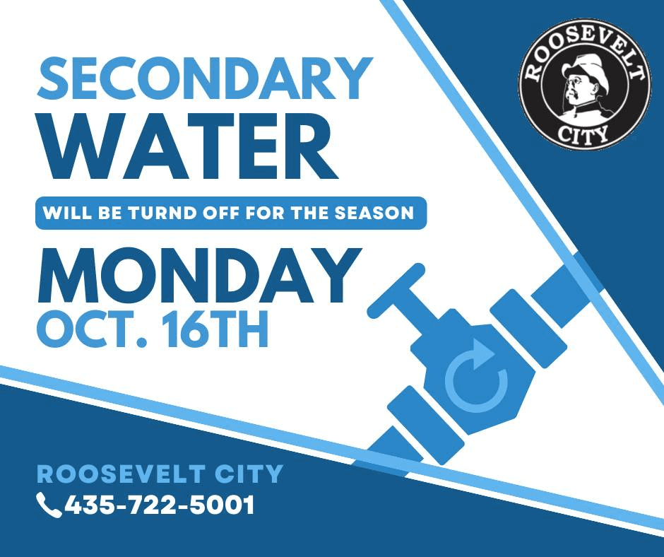 Roosevelt City Secondary Water Shutting Off
