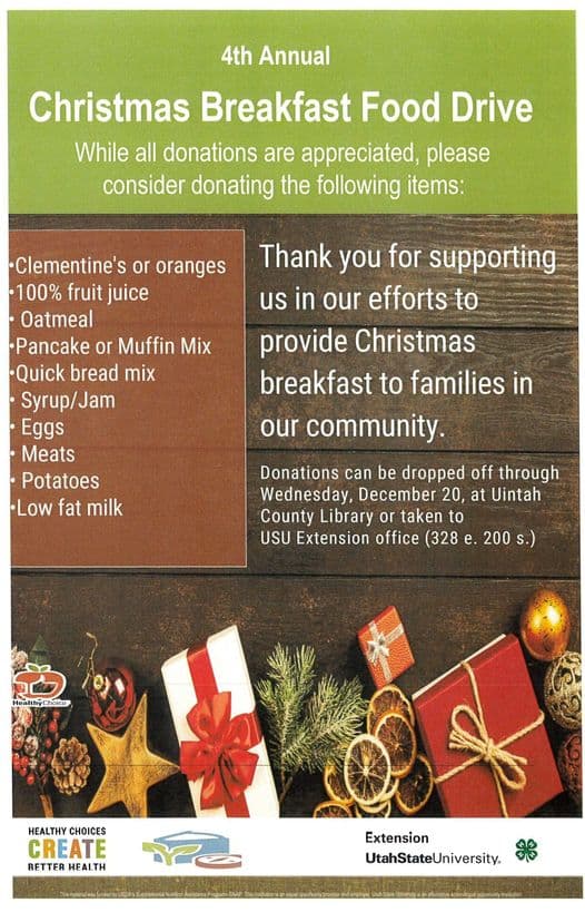 Uintah County Library Helping With Christmas Breakfast Food Drive