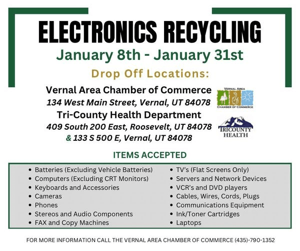 Electronics Recycling Event Coming Up; Tree Recycling Available In Vernal