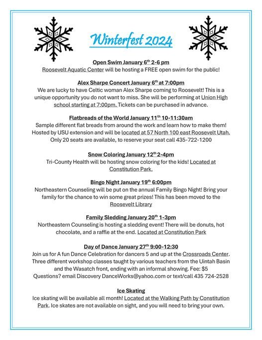 Winterfest Activities Run January 6th Through 27th