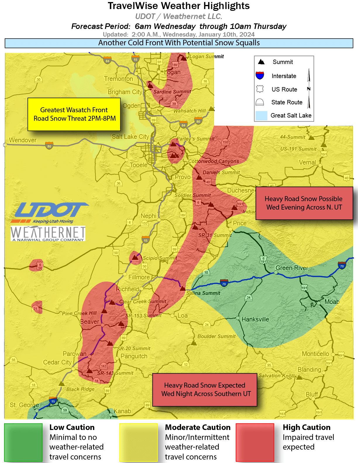 UDOT Warns Of Potential Snow Squalls/Heavy Road Snow Across Region