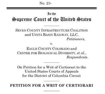 SCIC And Uintah Basin Railway Petition Supreme Court