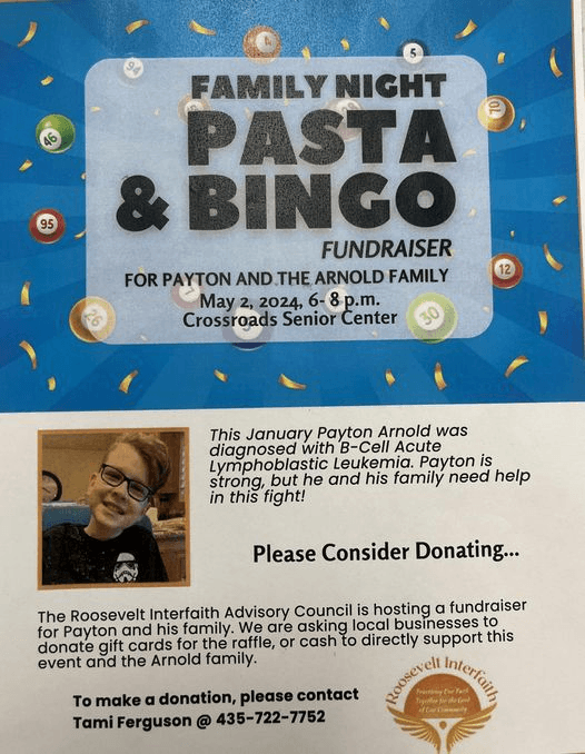 Time For The Pasta And Bingo Fundraiser For Basin Boy Battling Leukemia