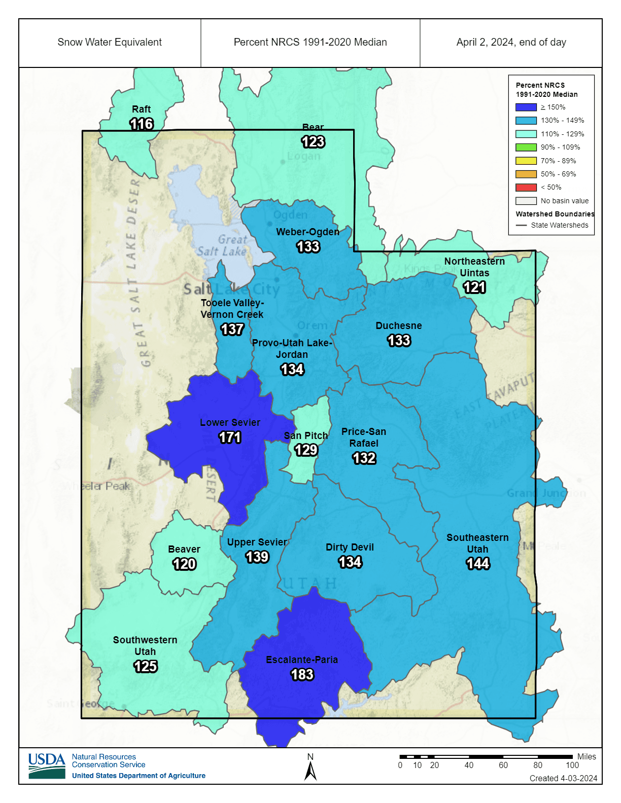 Utah Peak Snowpack Well Above Median