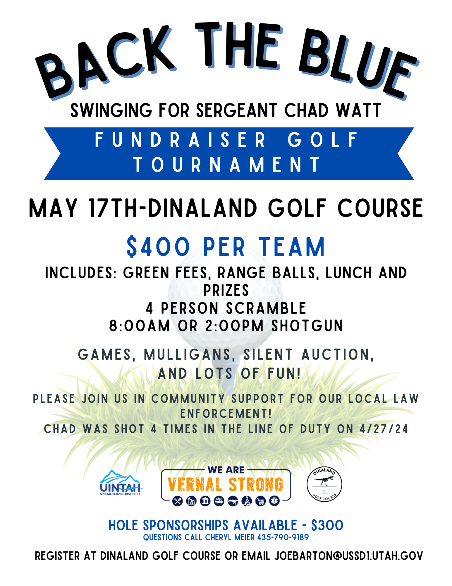 Back The Blue Golf Tournament To Benefit Sgt. Chad Watt And Family