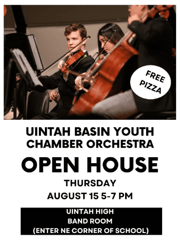 Uintah Basin Youth Chamber Orchestra Open House Tomorrow