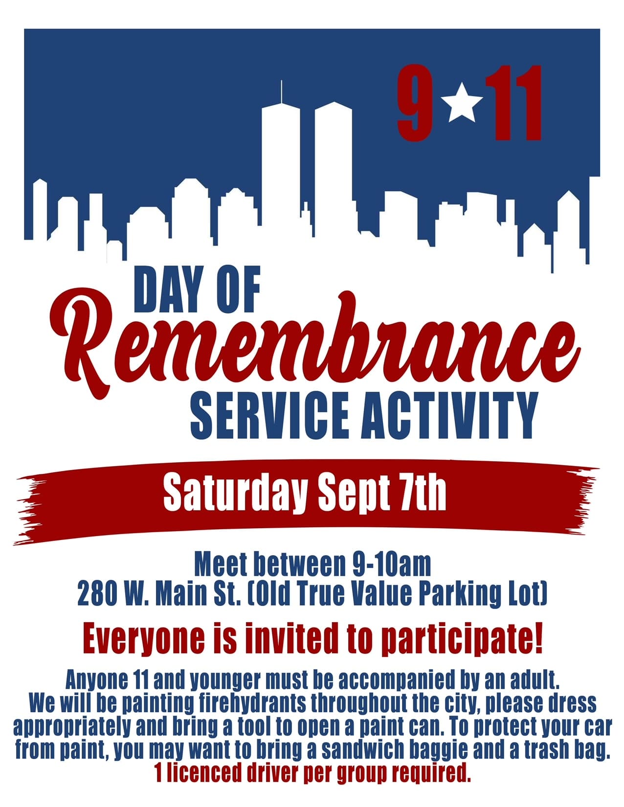 All Invited To 9-11 Day Of Remembrance Service Activity This Saturday