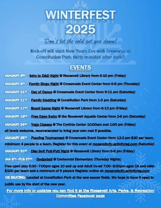 Roosevelt City Winterfest Kicks Off Tonight With New Year Fireworks