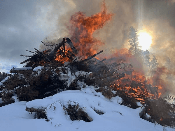 Ashley National Forest Personnel Burn Slash Piles In Greens Draw Area