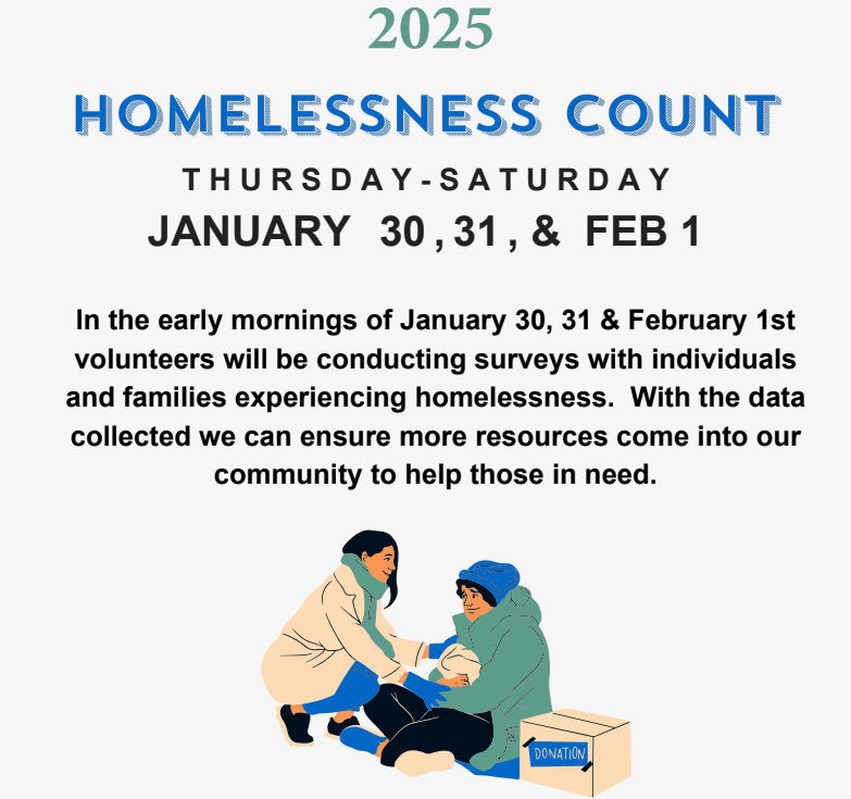 2025 Community Homeless Count Taking Place January 30 – February 1