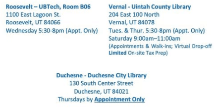 VITA Free Tax Preparation Offered Throughout Uintah Basin