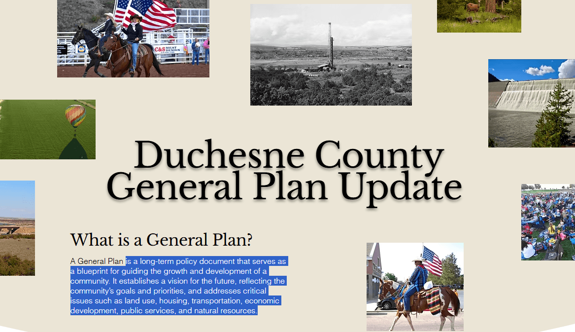 Duchesne County 2025 General Plan Update Community Survey And Meeting