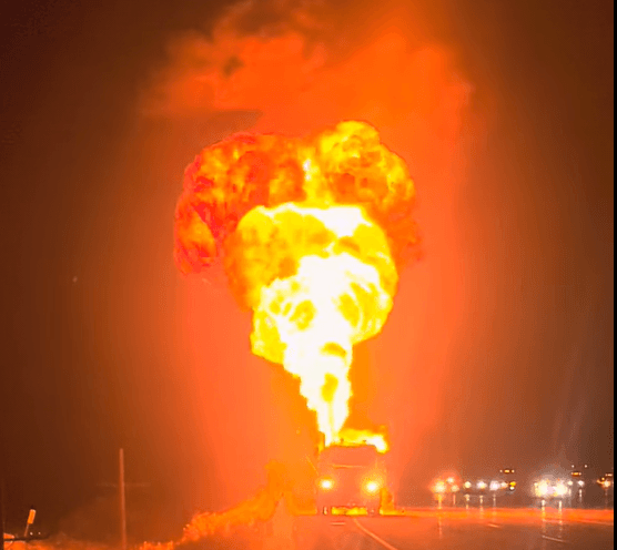 Semi Tanker Burns Up On Side Of Highway 6 Due To Mechanical Error