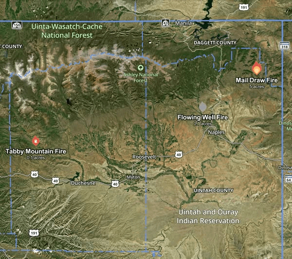 Mail Draw Fire Sparks In Uintah County; Tabby Mountain Fire Burns In Duchesne County