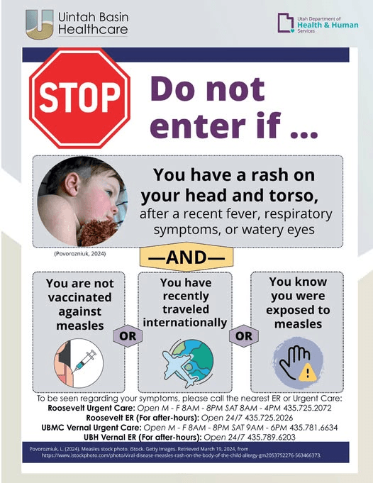 Uintah Basin Healthcare Message On Cases Of Measles In Utah