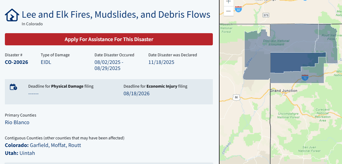 Relief Offered To Small Businesses/NonProfits Affected By Lee And Elk Fires