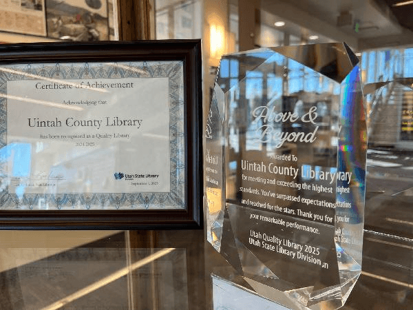 Uintah County Library Receives Exceptional Service Award