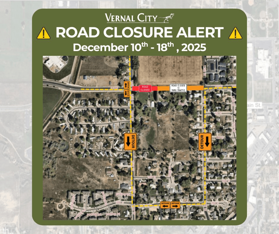 Vernal Main Street Closed Near 1500 West Through December 18th