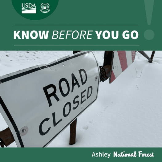 Ashley National Forest Urges Caution On Snowy Forest Roads