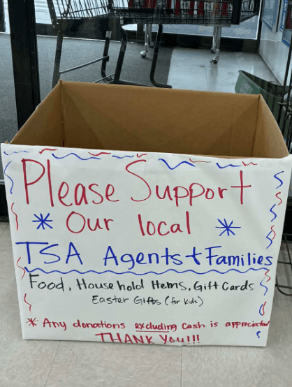 Food Drive Boxes Set Up For Local TSA Agents And Their Families