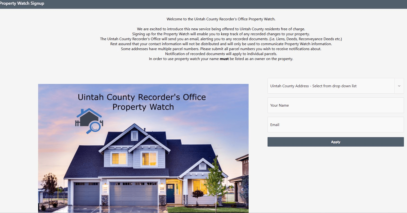 Reminder: ‘Property Watch’ Offered By Uintah County Recorder’s Office