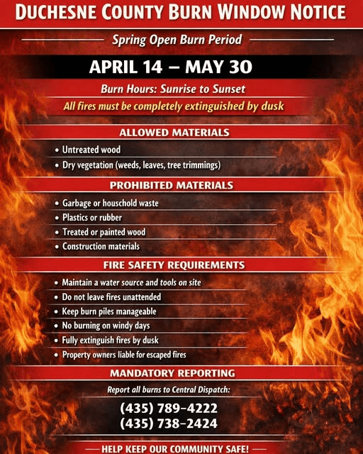 Update To Duchesne County Burn Window