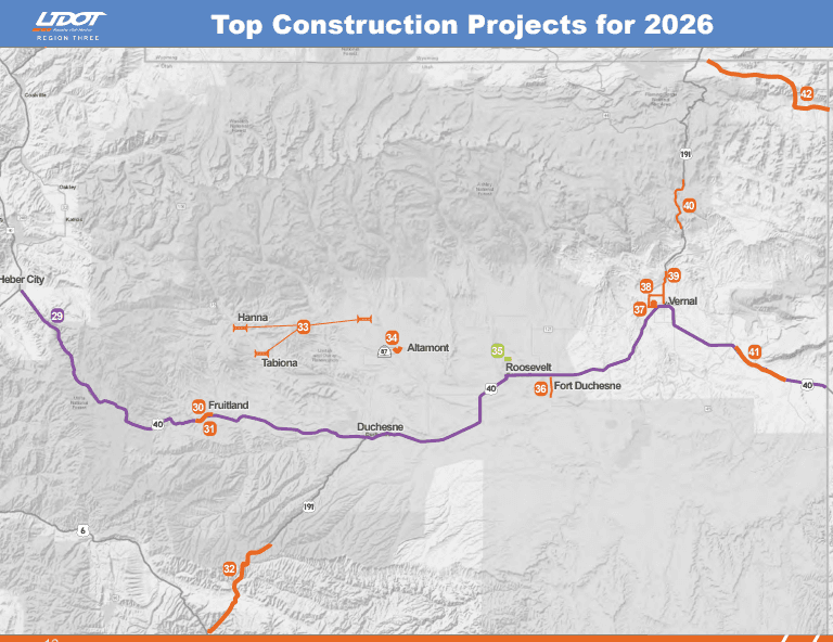 2026 UDOT Projects For Northeastern Utah