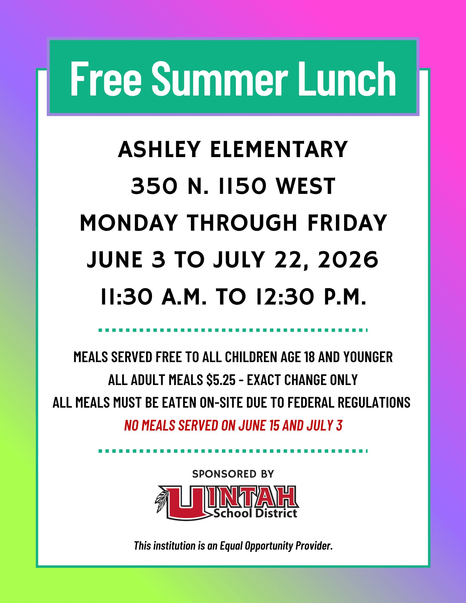 Free Summer Lunch Program