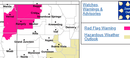 Red Flag Warning Issued For Northeastern Utah/Northwestern Colorado