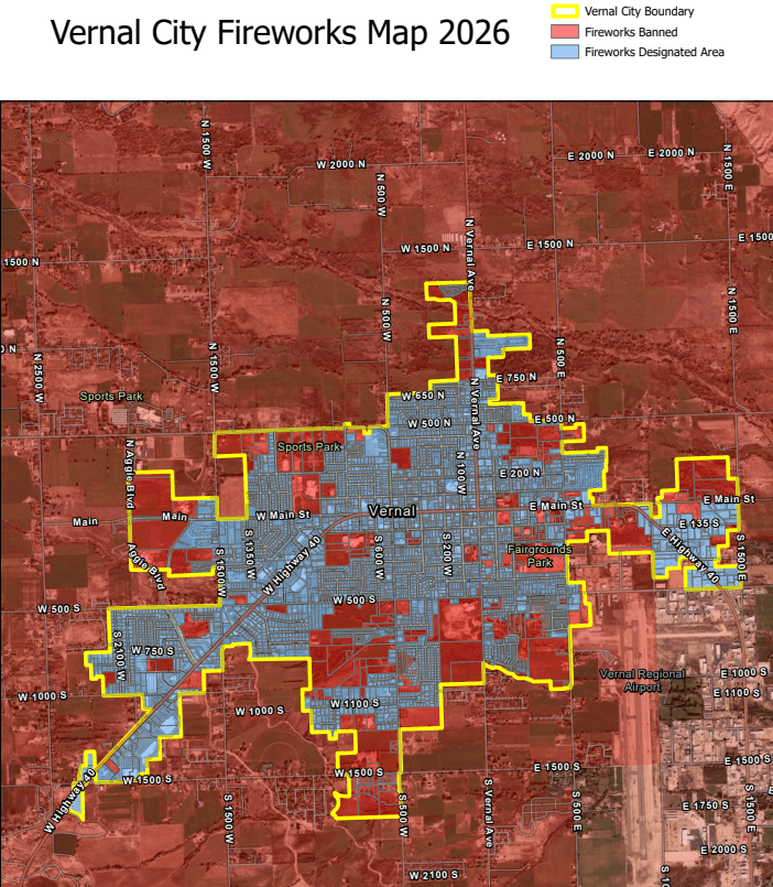 Vernal City Announces Designated Areas Where Legal Fireworks Still Permitted