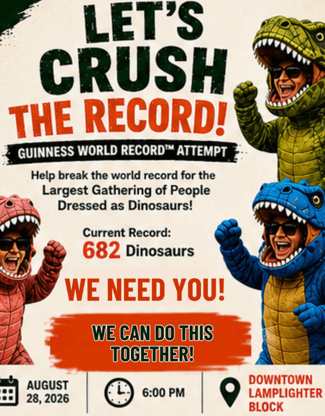 Join Guinness World Record Attempt For Largest Gathering Of Dinosaurs