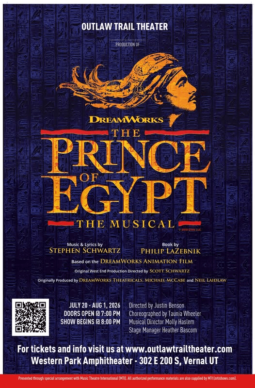 Outlaw Trail Theater ‘Prince Of Egypt’ Opening This Month