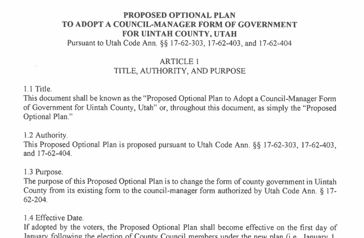 Petition’s Proposed Optional Plan Shared On Uintah County Website
