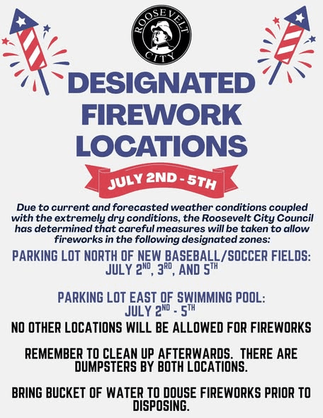 Roosevelt City Fireworks Restrictions