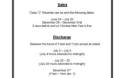 2020 Fireworks Sales and Discharge Dates; Message From Roosevelt City