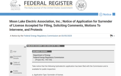 Moon Lake Electric Files To Surrender Uintah Hydroelectric Project 