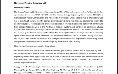 Input Invited On Northwest Pipeline’s New Daggett Compressor Station