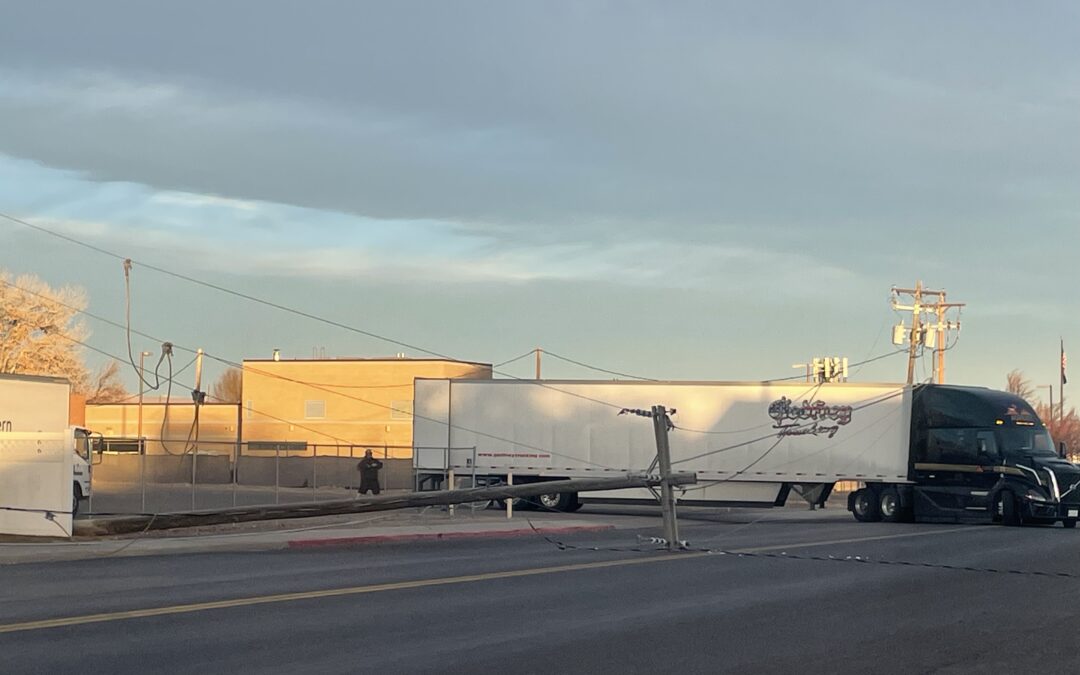 Semi Pulls Down Power Pole After Catching Cable Line