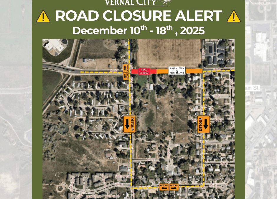 Vernal Main Street Closed Near 1500 West Through December 18th