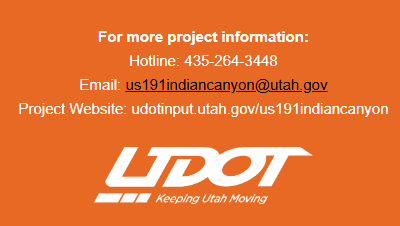 UDOT Resumes U.S. Route 191 Indian Canyon Construction