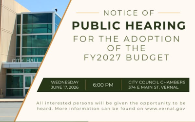 Public Hearing Scheduled For Vernal City Budgets